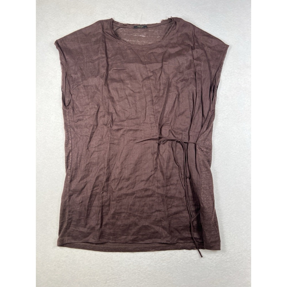 Massimo Dutti Brown Linen Tie Sleeveless Top Size L